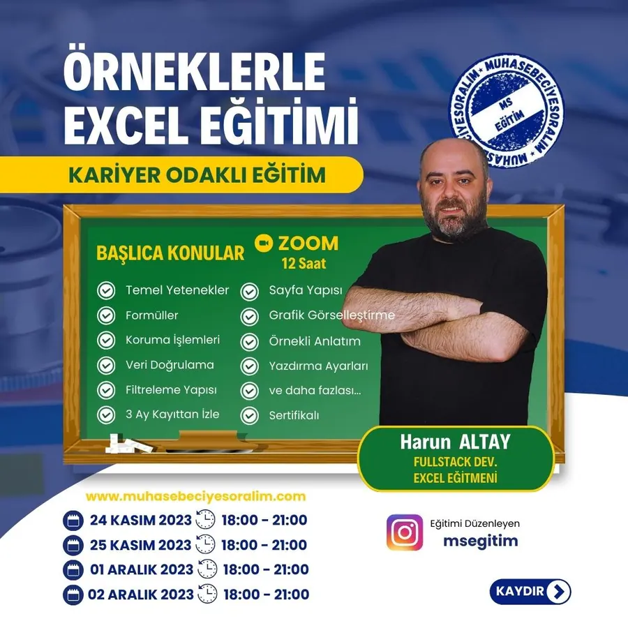 Örneklerle Excel Eğitimi Dönem 2