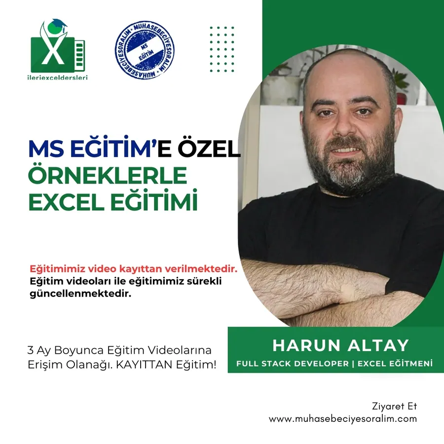 Örneklerle Excel Eğitimi | Kayıttan - Sürekli